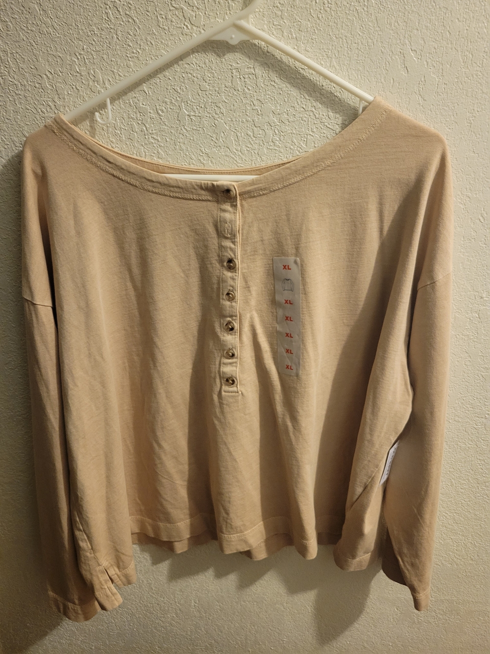 Neutral Beige Long Sleeve Top